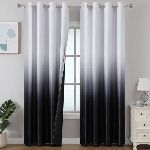 Estelar Textiler Blackout Curtains - Ombre Design, Thermal Insulated, 84 Inch Long, 2 Panels, 52x84 Inch