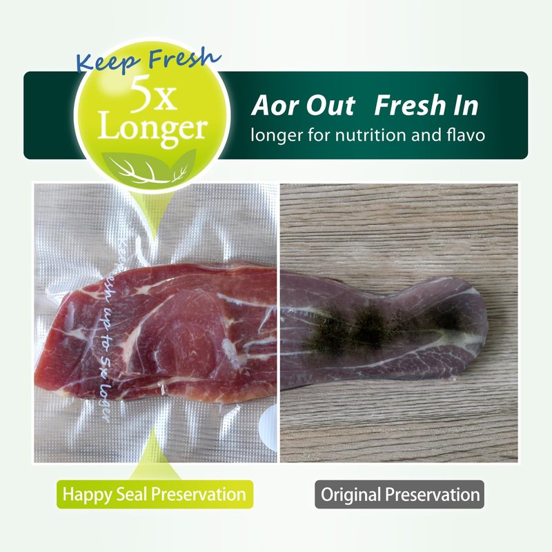 Happy Seal Vacuum Sealer Bags 8" x 12" 210 Quart Size for Food, Pre-cut Food Saver Airtight Vac Storage, Meal Prep or Sous Vide, Commercial Grade Vacuum Seal Freezer Bags