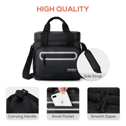TOURIT Large Lunch Bag 14L Insulated Lunch Box Lunch Cooler for Men&Women Work, Black