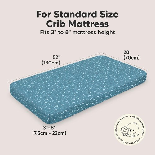 KeaBabies Organic Crib Sheets - 2-Pack Fitted Jersey Cotton for Boys & Girls | Soft, Breathable 52x28" with Cute Dragon Tale Prints