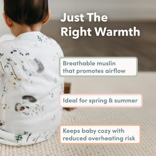Loulou Lollipop Wearable Baby Sleep Bag 0.5 TOG Muslin, 2-Way Zipper, Lightweight & Breathable, Spring & Summer Sleep Sack for Infant & Toddler, Hedgehogs 18-36 Months