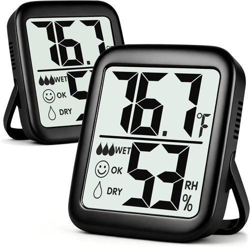 Antonki Room Thermometer & Hygrometer | Digital Indoor Temperature & Humidity Monitor - 2 Pack with Battery Included