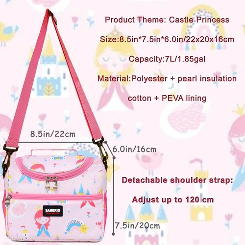SAMERIO Small Lunch Bag Cute Cooler Lunch Box for Children Student Girls Boys Insulated Picnic Bags for School Camping