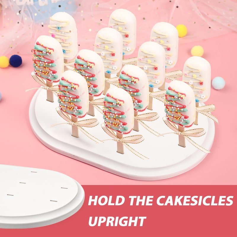 Webake Cakesicle Stand Display Popsicle Sticks Holder 12 Count Wooden Stand Holder for Dessert Table of Wedding Shower Birthday Party