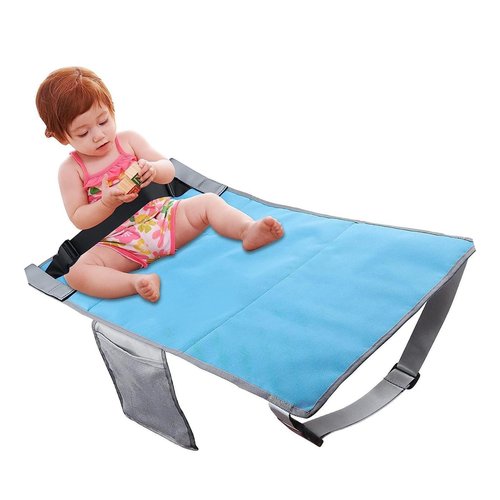 ZIZEV Childrens Airplane Bed, Nylon Airplane Seat Extender for Travel for Boys and Girls (Blue)