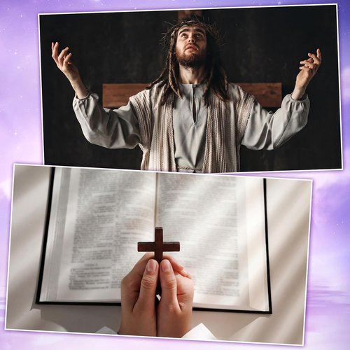 Geelin 13 Pcs Easter Crown of Thorns Set - 8'' Jesus Thorn Wreath & Mini Wooden Cross | Christian Home Decor