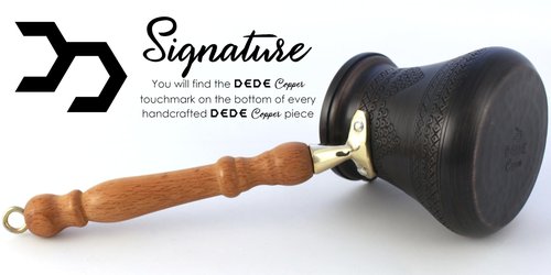 DEDE Copper - PCZ Series (Large-14fl.oz) - Thickest Solid Copper Engraved/Hammered Turkish Greek Arabic Coffee Pot with Wooden Handle, Stovetop Coffee Maker Cezve Jezve Jazva Ibrik Briki (Antique)