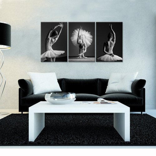 iHAPPYWALL 3 Panels Ballet Wall Art Beautiful Ballerina Dancers White Tutu Picture Prints Contemporary Artwork for Girls Room Bedroom Home Decor Ready to Hang 16"x24"x3pcs