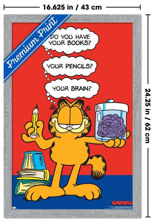 Garfield - Brain Wall Poster, 22.4L" x 14.7W", Gray Framed Version