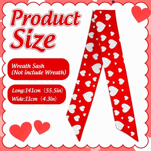 FYSUIMU Valentine's Day Wreath Sash - Red & White Heart Garland for Indoor/Outdoor Decor
