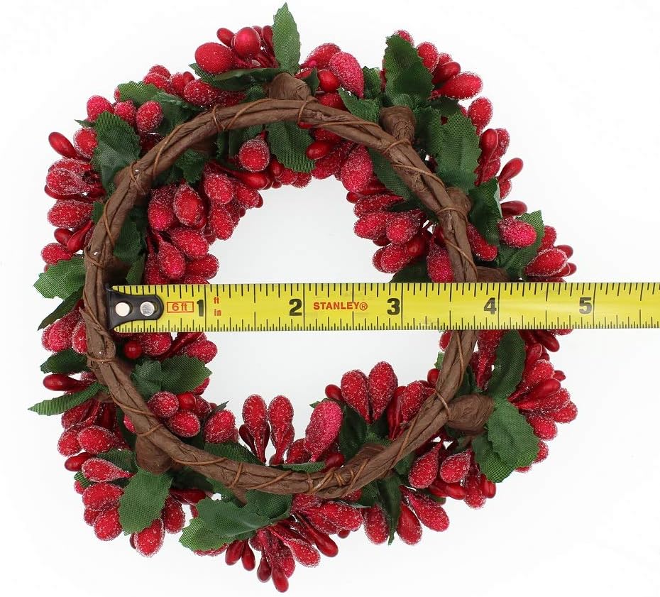 Regine Switzerland 6-Inch Beaded Berry Wreath | Winterberry Red Candle Ring Decor