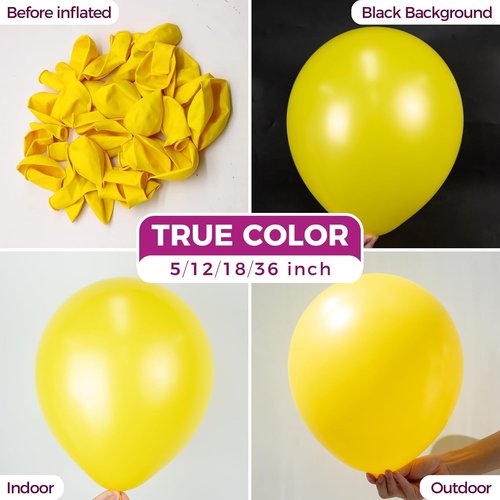 Bezente Yellow Balloons - 18 Inch Thick Latex Balloons | 30 Pack for Bridal Shower & Birthday Decor