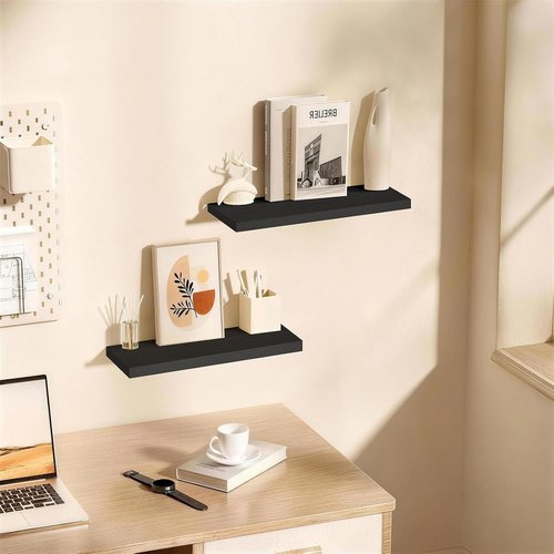 BAYKA Floating Wall Shelves - 22.5 Inches Black Display Organizer for Bathroom, Bedroom & Kitchen