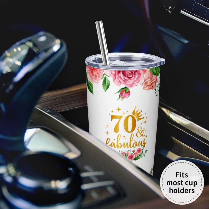 Cwutoba 70th Birthday Gifts for Women, Gifts for 70 Year Old Woman, 70th Birthday 20oz Tumbler, 1956 Bday Gift for Women, 70th Bday Gift Ideas