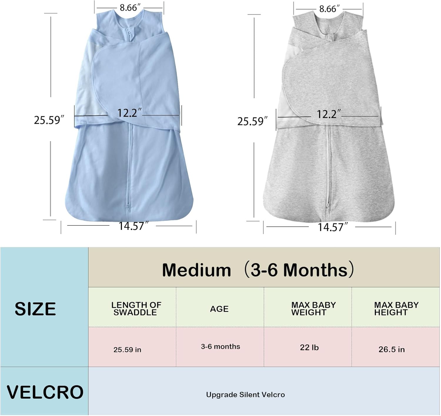 Skiennix Baby Sleep Sack Swaddle - 3-Way Adjustable Wearable Blanket | 100% Organic Cotton, 3-6 Months, 12-18 lbs, 1.0 TOG (Blue & Grey)