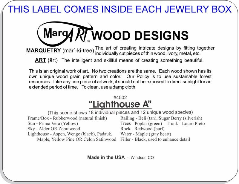 Wood Lighthouse Box - Handmade USA - Unmatched Quality - Unique, No Two are the Same - Original Work of Wood Art. A Lighthouse Gift, Ring, Trinket or Wood Jewelry Box (#4502 Lighthouse 4x5x1.5)