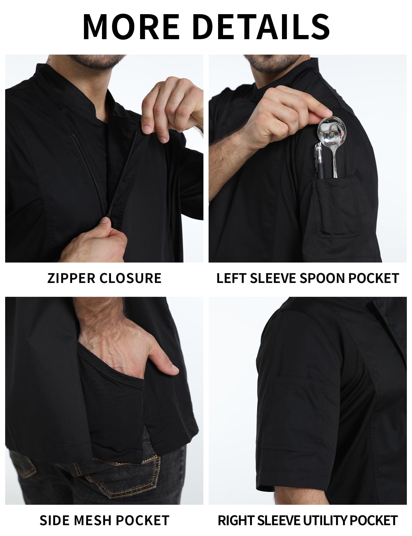 Chef Coat For Men Chef Jacket works wear with Side Mesh Vents