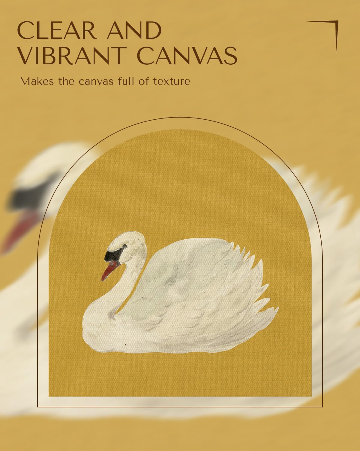VIYYIEA Minimalist White Swan Wall Art - Modern Mustard Yellow Canvas Print, 11x14 Inch Natural Wood Frame