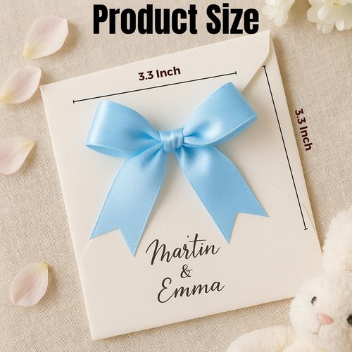 Blue Gift Wrap Bows - 50 Elegant Reusable Bows for Gift Wrapping | Light Blue Party & Holiday Decor