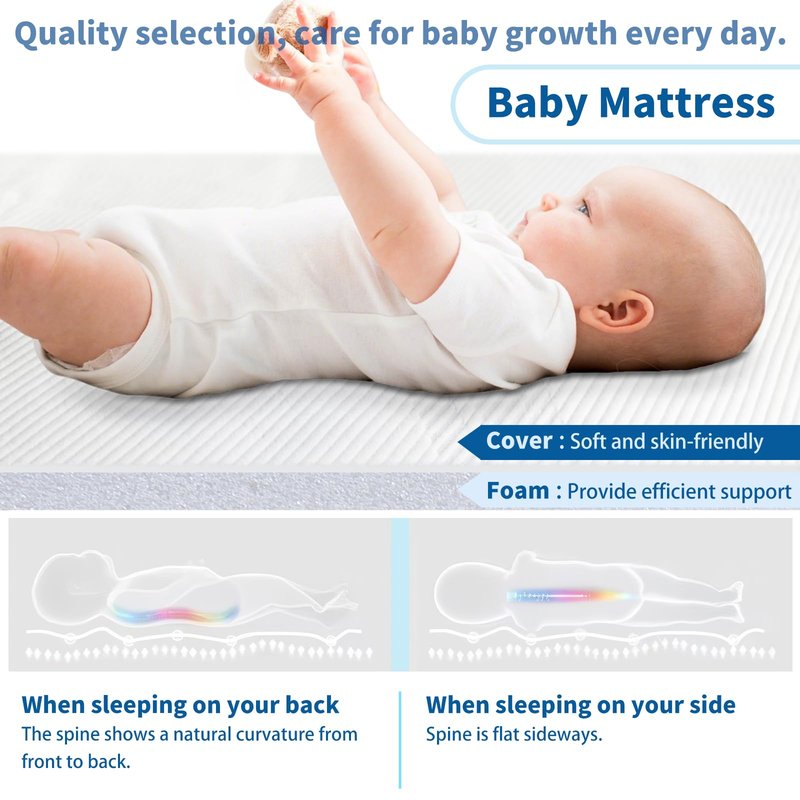 Ustenroya Pack and Play Mattress 38" x 26" x 1.25", Soft Breathable Playard & Pack N Play Mattresses with Washable Waterproof Cover for Baby ＆Toddler