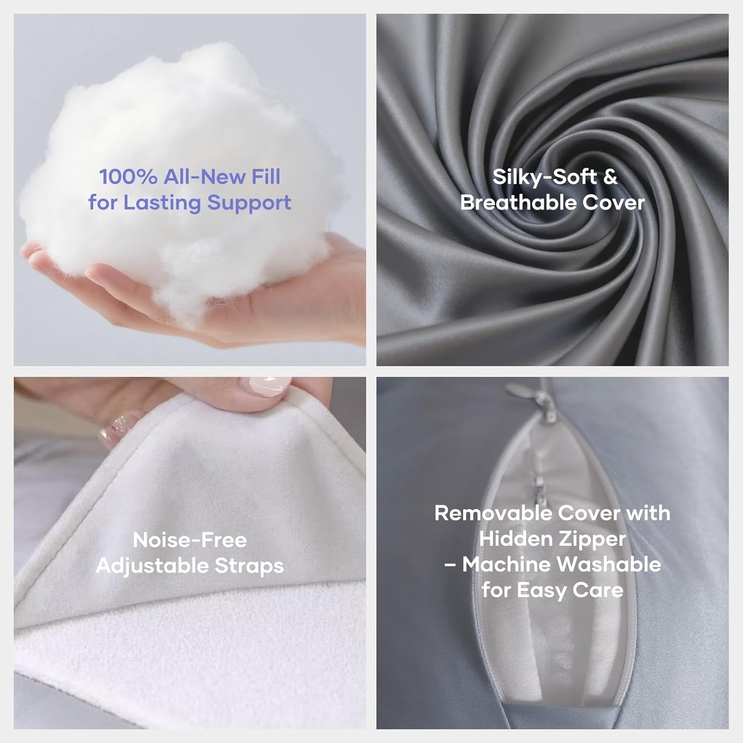 Skiennix Pregnancy Pillow - Adjustable H-Shaped Full Body Support for Side Sleeping | Cooling Cover, Grey