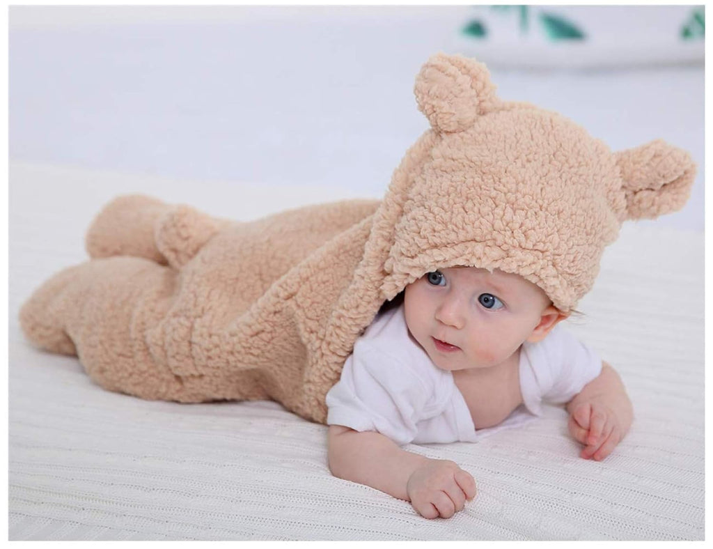 XMWEALTHY Plush Swaddle Blanket for Newborns | Soft & Cozy Brown Baby Blanket