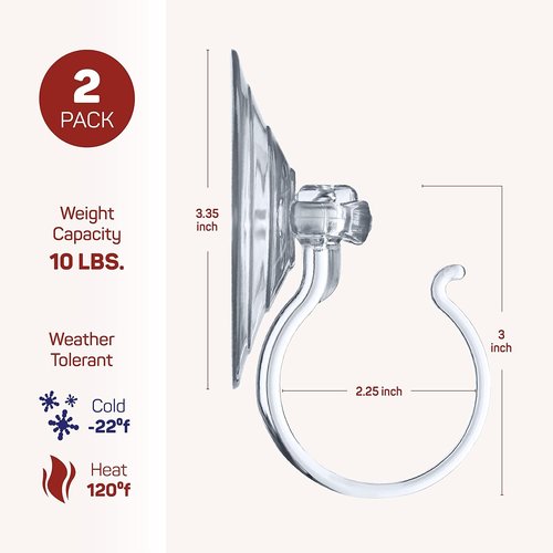 Christmas Wreath Hanger - Giant Suction Holders for Glass Doors | Set of 2, Supports Up to 10 Lbs - USA Made