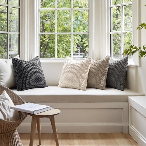 MIULEE Decorative Throw Pillow Covers - Soft Corduroy Striped Cushion Covers | 18x18 Inch Set of 4 in Neutral Grey