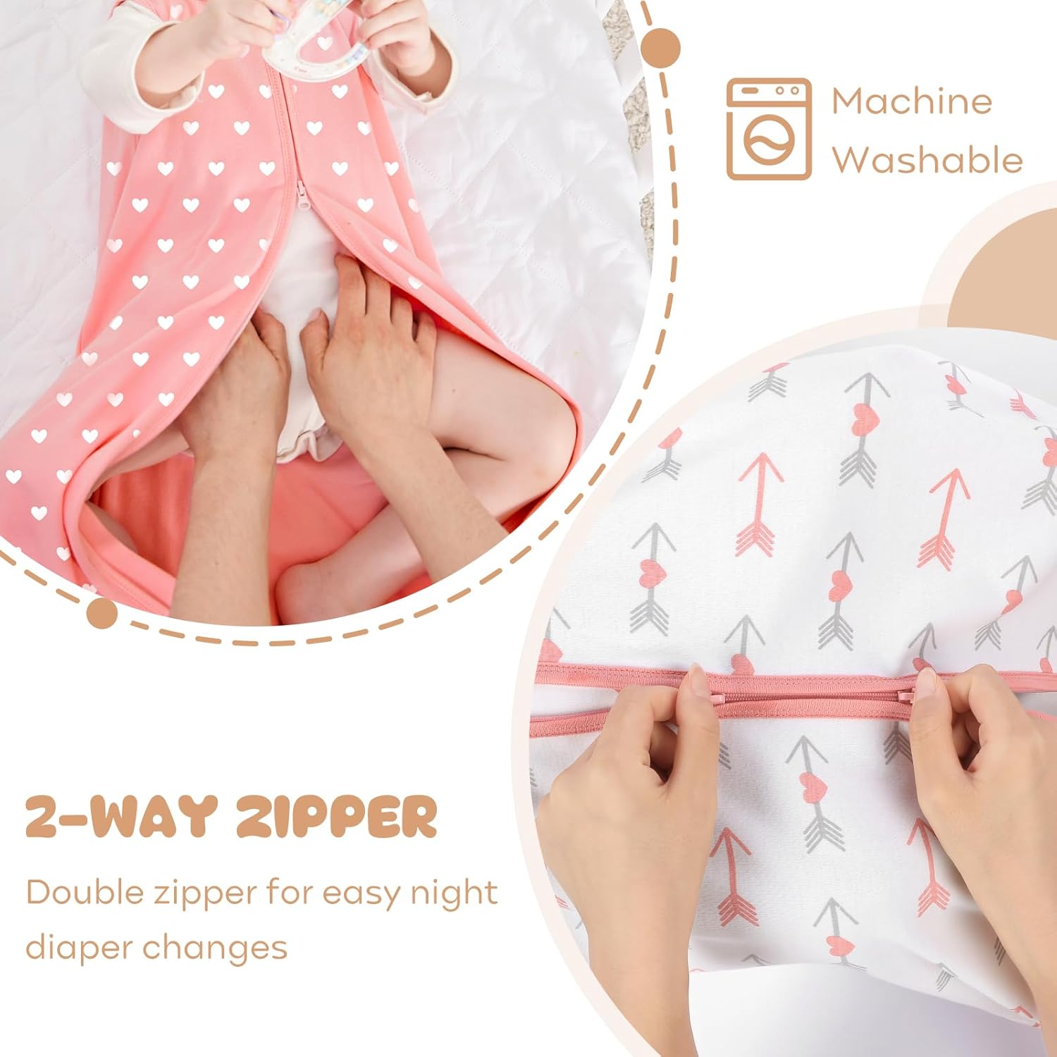 Yoofoss Baby Sleep Sack - 100% Organic Cotton Wearable Blanket | Lightweight 2-Way Zipper, 0-6 Months