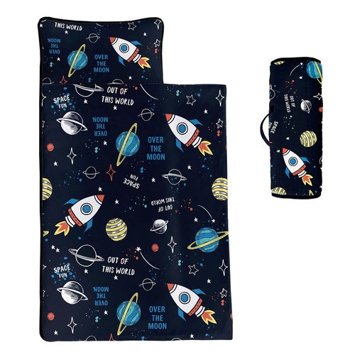 NaFurAhi Space Ship Galaxy Sleeping Bag Nap Mat Set - 50"x21" Space, Polyester, Standard - 50"x21"