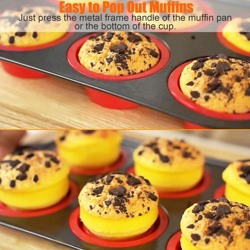 YiYeraio Silicone Muffin Pan, 6 Cups Muffin Pans for Baking with Metal Frame, Cupcake Pan, Egg Bite Molds, Muffin Tin Tray Easy to Pop Nonstick Non Toxic Bakeware for Oven