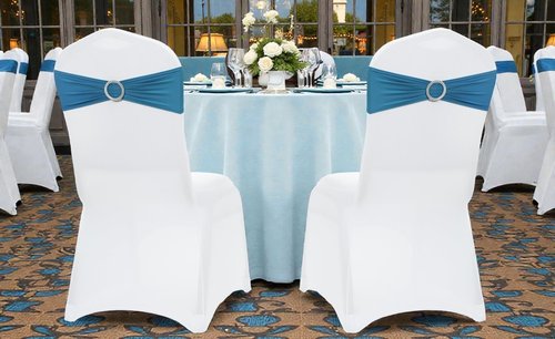 MDS Spandex Chair Sashes - 250 Pack of Dark Teal Elastic Stretch Bands with Slider Bow for Weddings