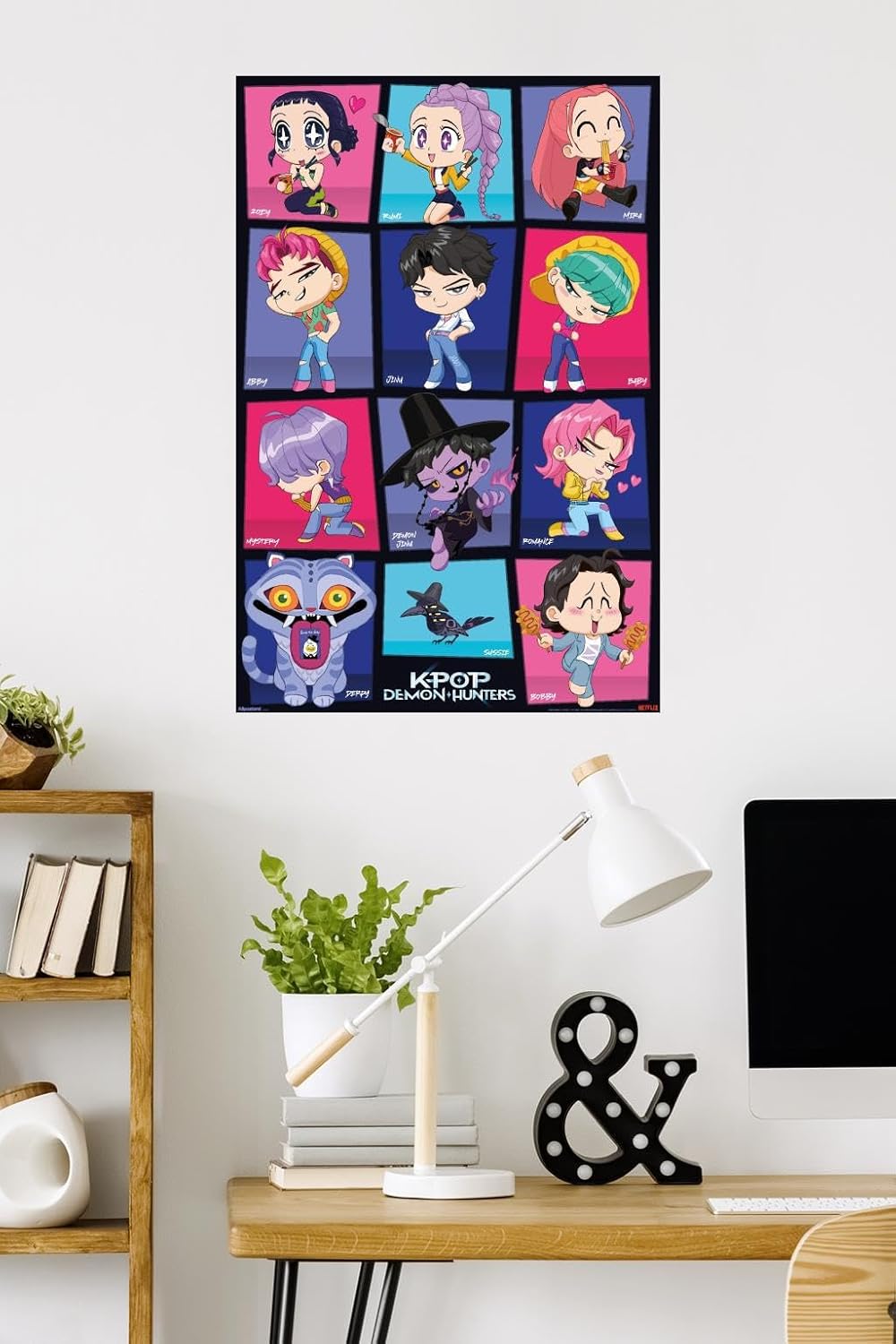 Netflix KPop Demon Hunters Wall Poster - Chibi Grid Design, Unframed 34L x 22.4W