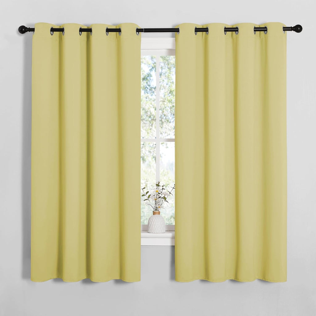 NICETOWN Blackout Curtain Panels - Thermal Insulated Draperies in Paler Yellow | 55 x 68 Inches (1 Pair)