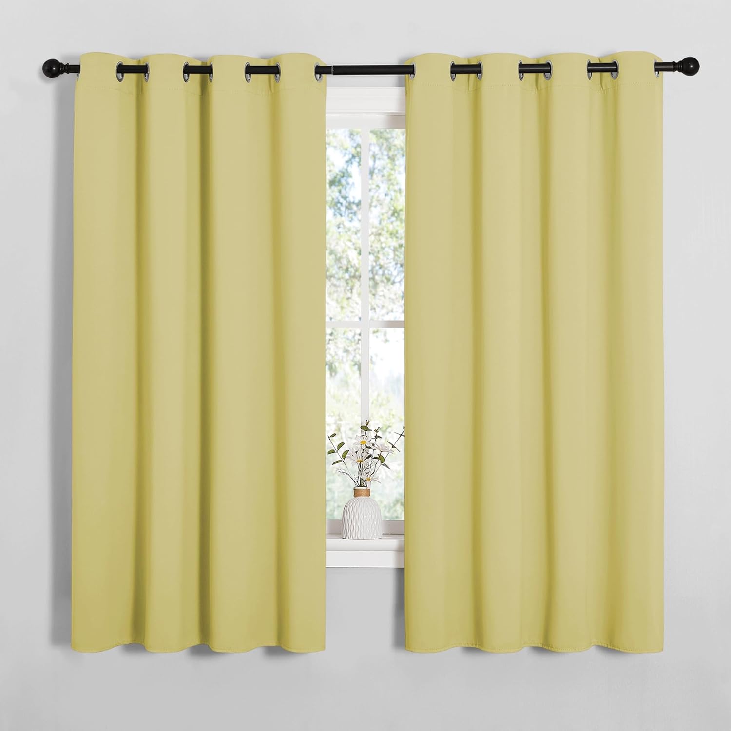 NICETOWN Blackout Curtain Panels - Thermal Insulated Draperies in Paler Yellow | 55 x 68 Inches (1 Pair)