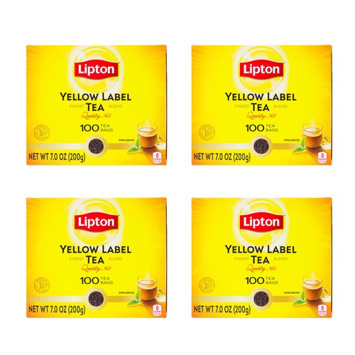 Lipton Yellow Label Finest Blend | Lipton Tea Bags | Black Tea | Unsweetened Instant Chai | 200 Grams (Pack of 4)