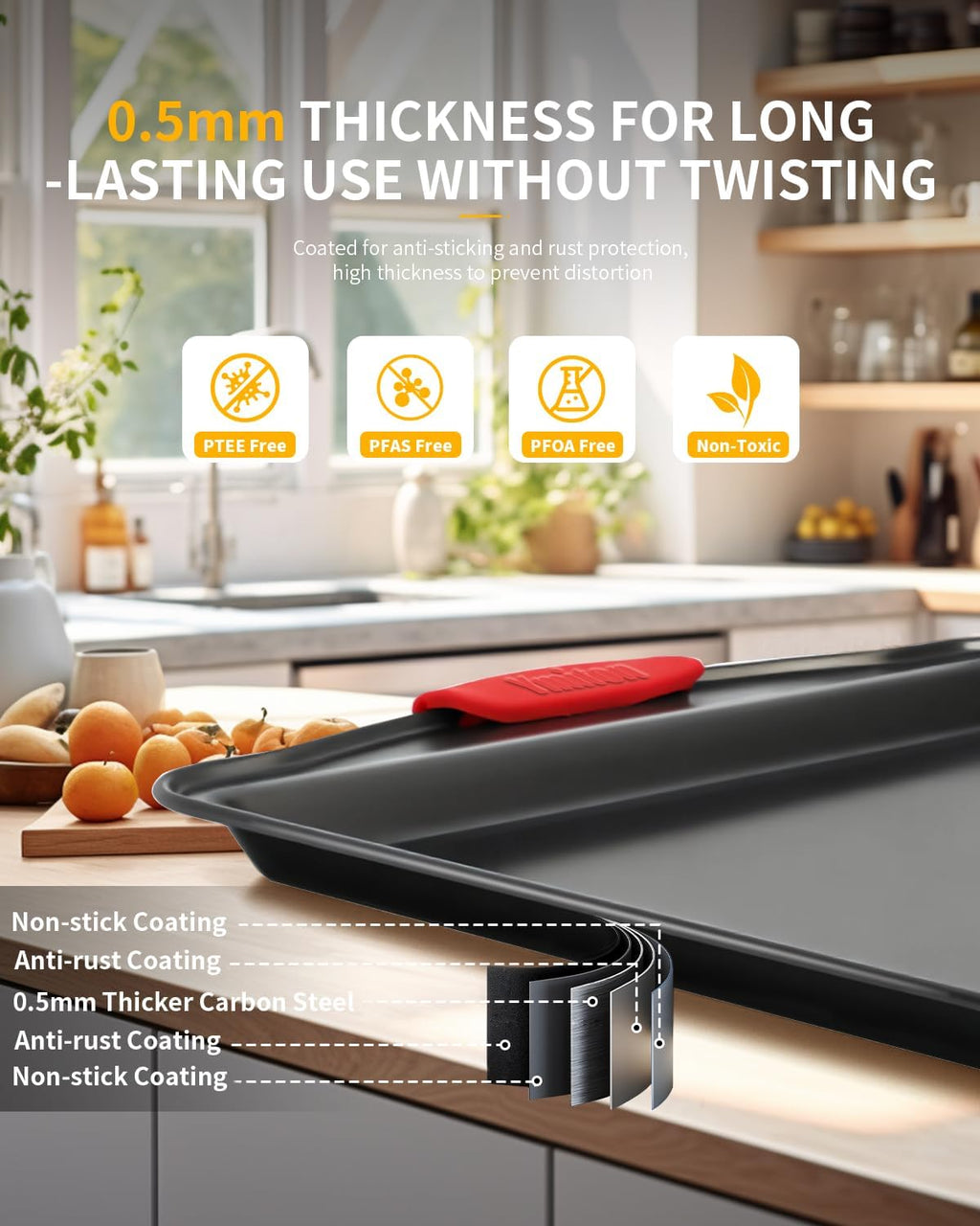 Skiennix 34-Piece Nonstick Baking Pans Set - Silicone Handles, Versatile Bakeware for Every Occasion