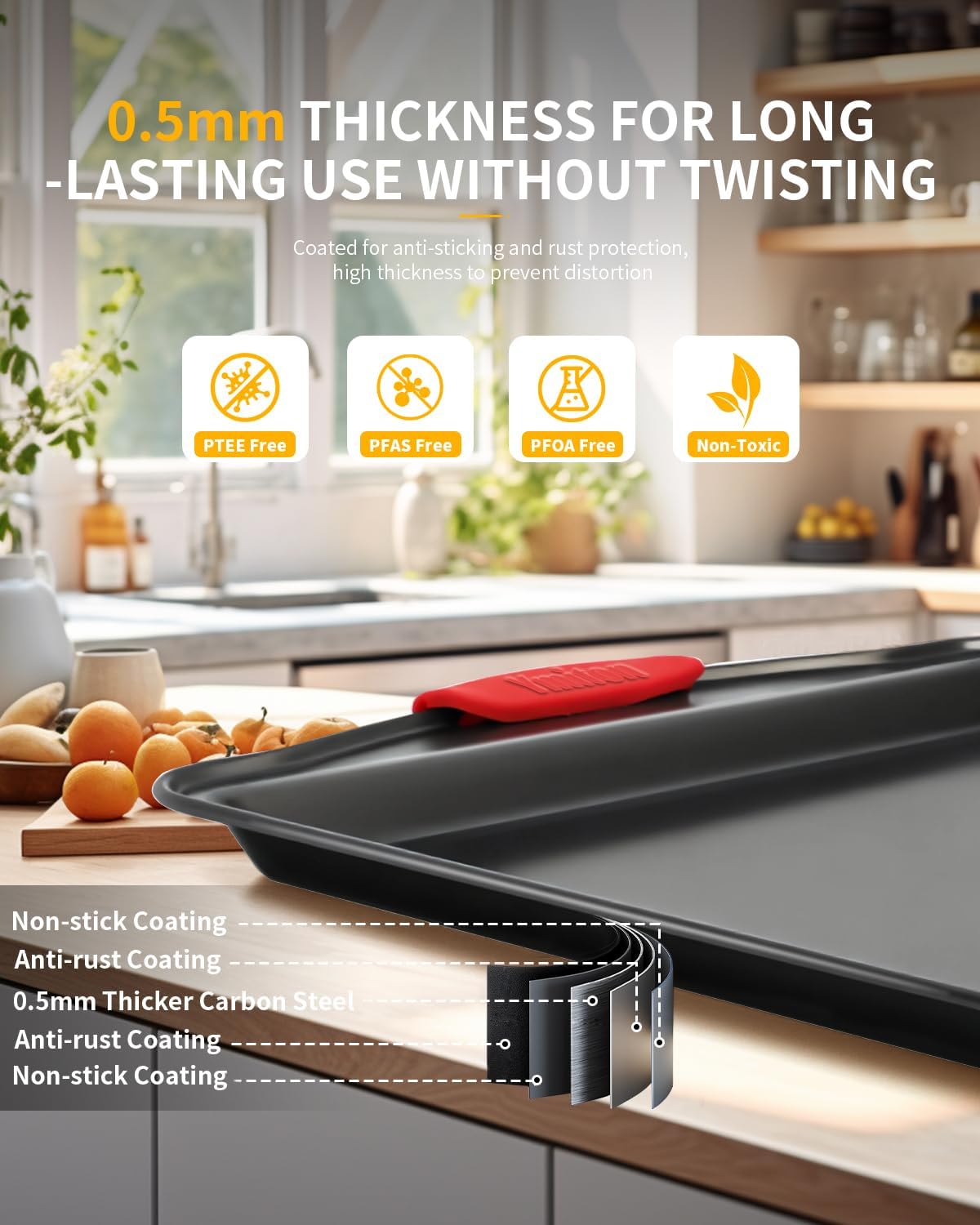 Skiennix 34-Piece Nonstick Baking Pans Set - Silicone Handles, Versatile Bakeware for Every Occasion