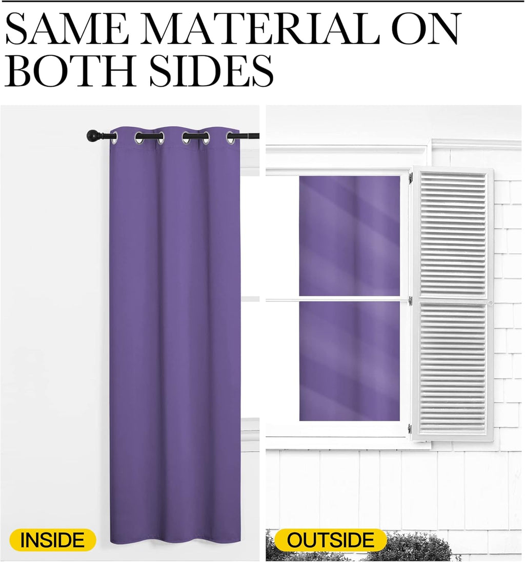 NICETOWN Blackout Curtains for Patio Glass Doors - Privacy Drapes in Lilac Purple, 42" x 95" (1 Pair)