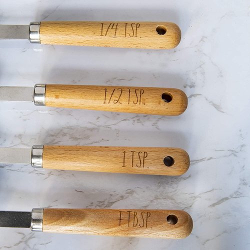 8 Piece Measuring Cups Set and Measuring Spoons Set-Nesting Kitchen Measuring Set, Liquid and Dry Measuring Cup Set (Wood)