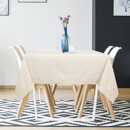 Caitline's Elegant Table Cloths for Rectangle Tables| Blend of Cotton Tablecloths for Kitchen & Dining| Seven-Foot Table Covers for Dining Room| Cream Color Table Cloth| 63 x 86 Inch| Seats 6 People