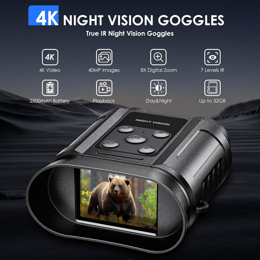 Skiennix Night Vision Goggles - Capture Photos & Videos | 32GB Card Included, Ideal for Outdoor Adventures