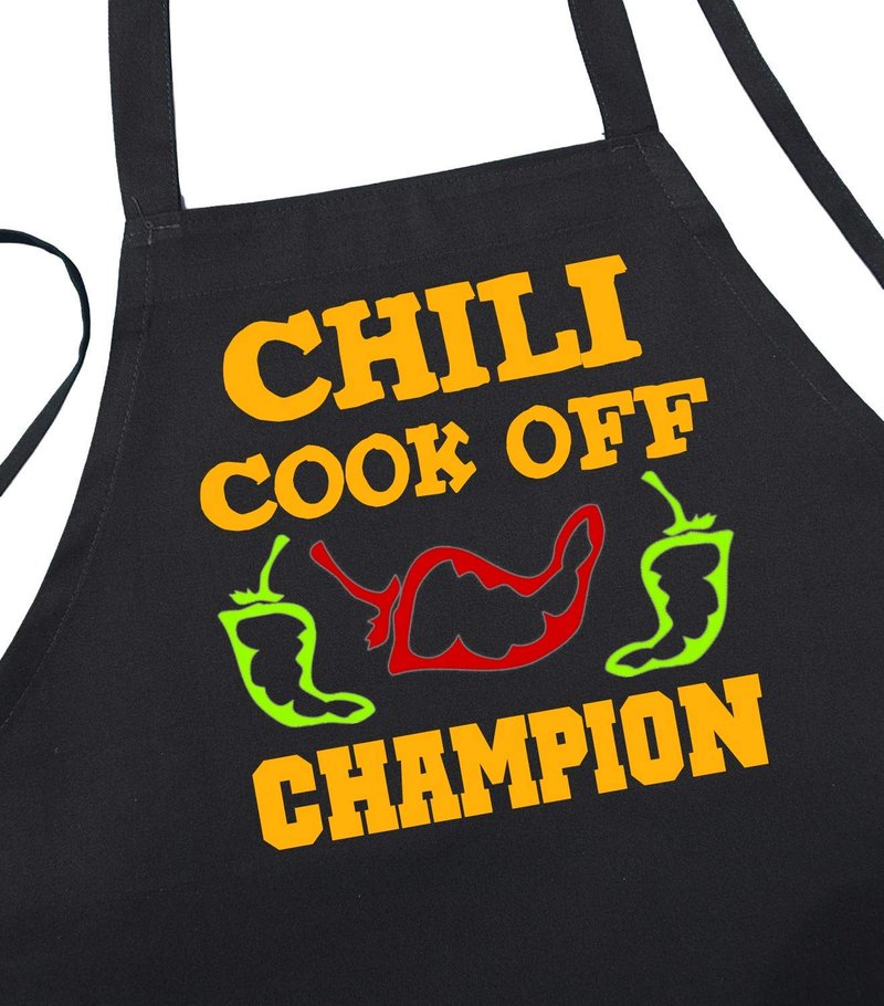Chili Cook Off Champion Black Apron, Chili Contest Apron, Chili Competition Prize, Cook Off Trophy
