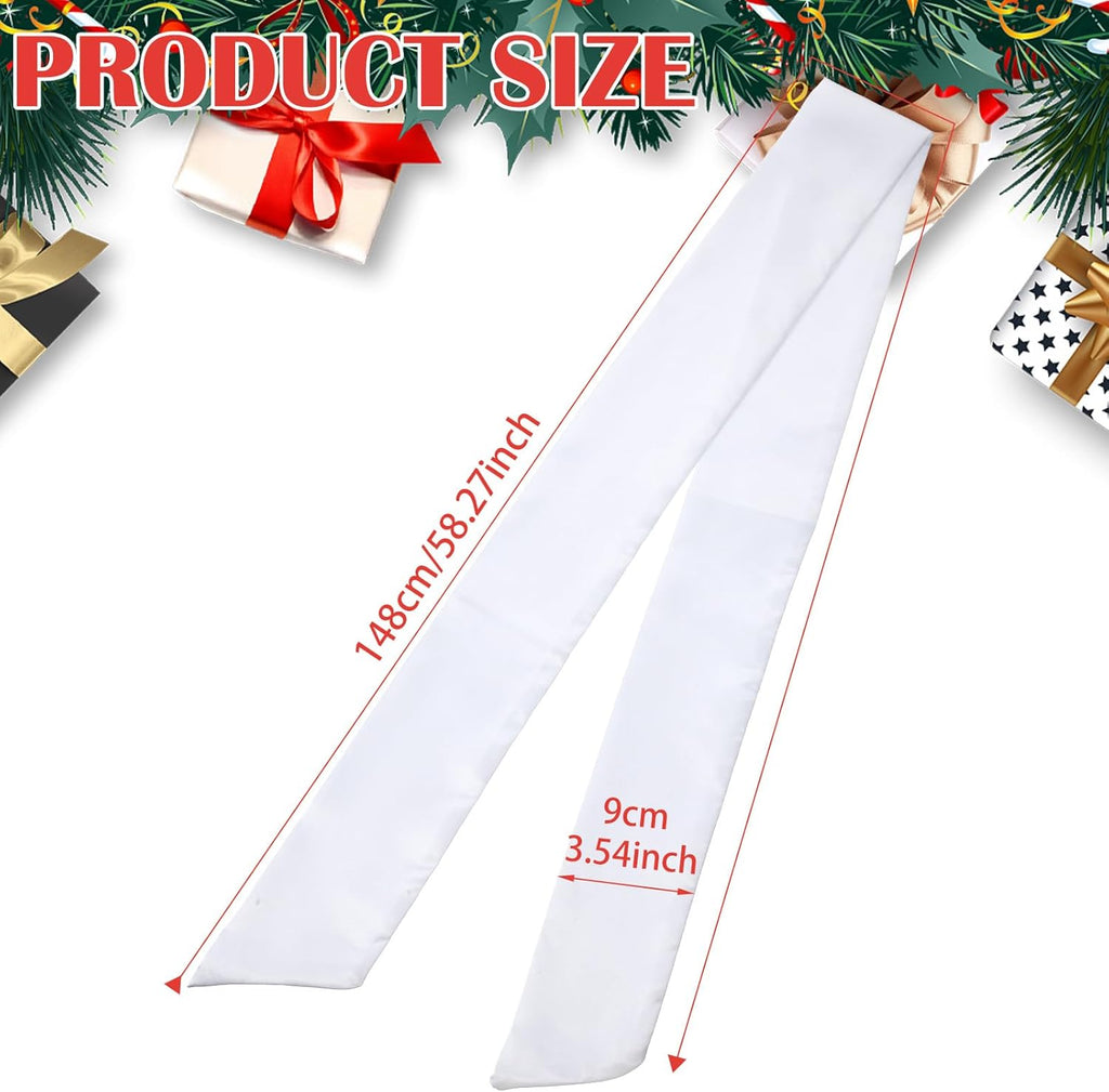 Skiennix 6Pcs White Wreath Sash - Blank Satin Sashes for Embroidery | 3.5" x 58" for Holiday Decor