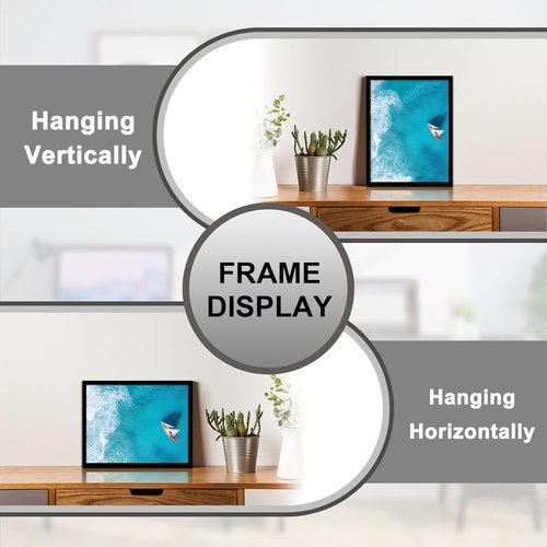 8.5x11 Picture Frame Set of 2 - Durable Black Frames with High-Clarity Plastic Display | Horizontal/Vertical