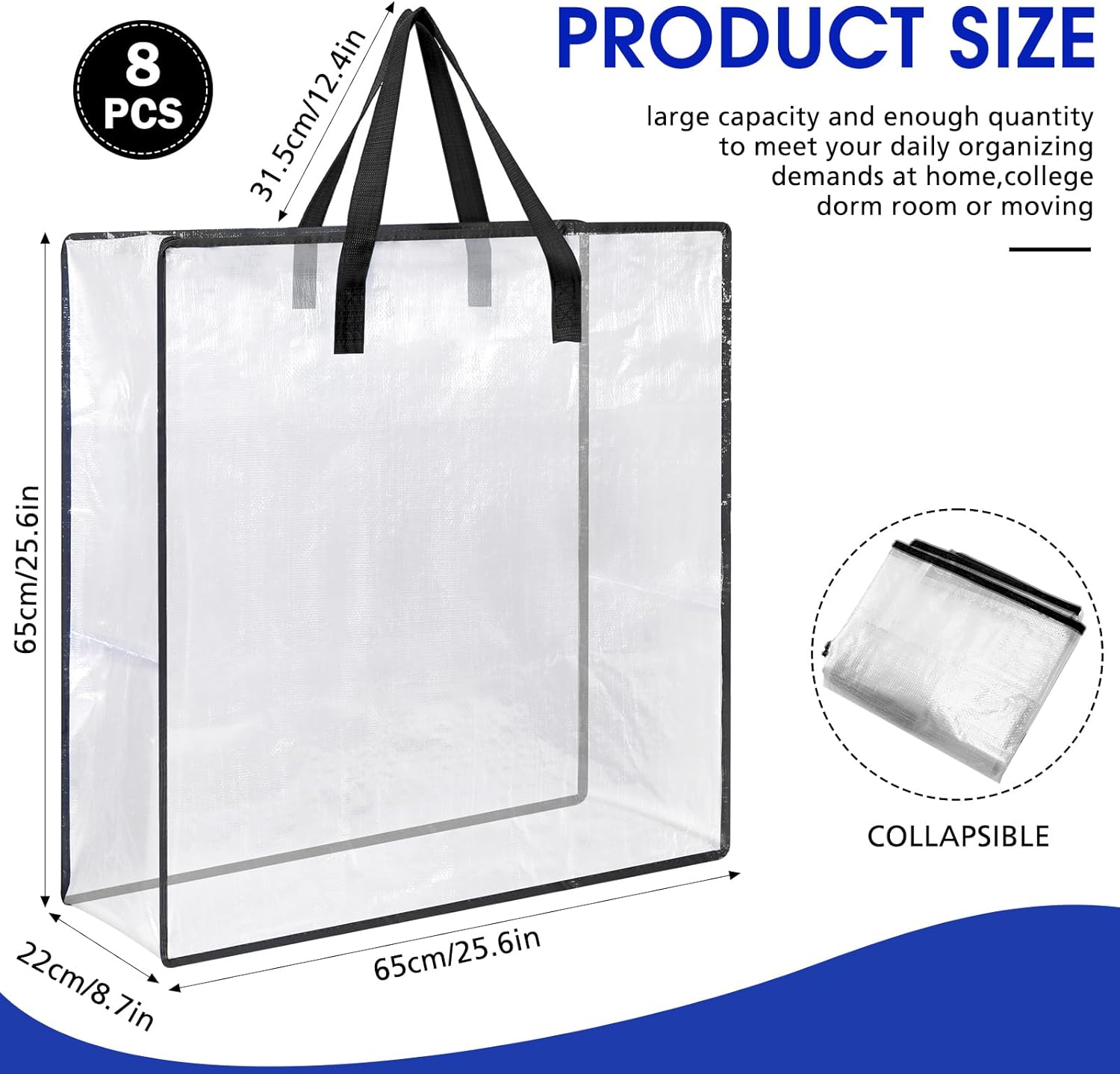 St. Patrick's Wreath Storage Bags - 8 Pcs Heavy Duty Clear Containers with Handle & Zipper | 26 Inch