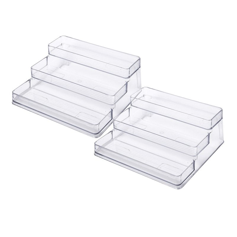 SIMPLEMADE 3-Tier Spice Rack Organizer - Versatile Storage Shelf for Kitchen, Bathroom, Bedroom & Office, Set of 2, Clear