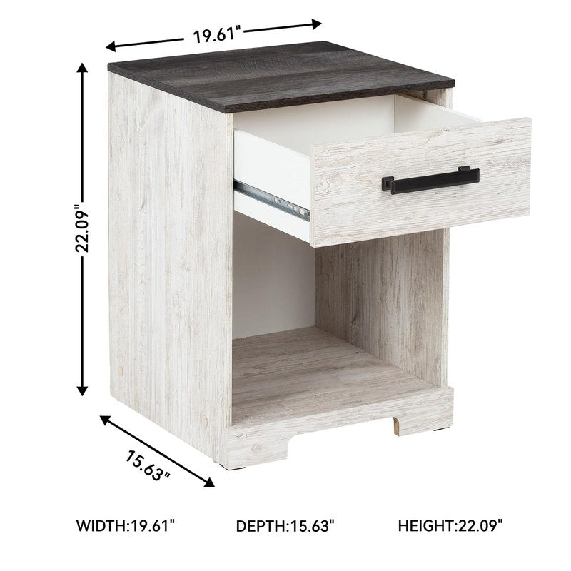 Signature Design by Ashley Shawburn 1 Drawer Night Stand Nightstand, 22.09" Tall, Whitewash & Gray