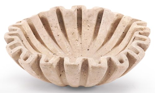 SPESHSTONES Marble Decorative Bowl 8 Inch Travertine Stone Fruit Bowl for Kitchen Counter, Centerpieces for Tables & Gifts, Large Ruffle Bowl, Aesthetic Scalloped Bowls for Home Decor Accents