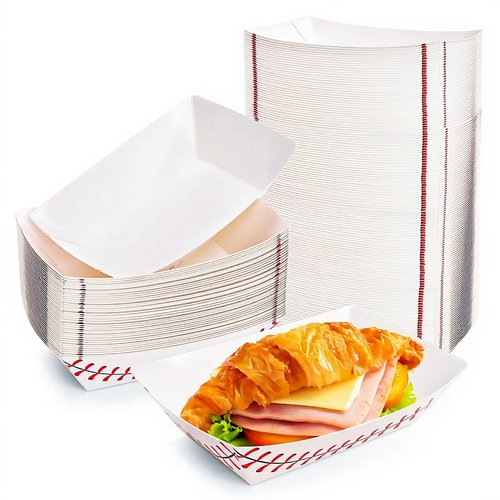 Kingrol 200 Pack Baseball Party Food Trays - Disposable Paper Boats for Nachos, Hot Dogs, Fries, and Party Snacks - Perfect for Baseball Themed Birthday Parties, Carnivals, and Movie Nights